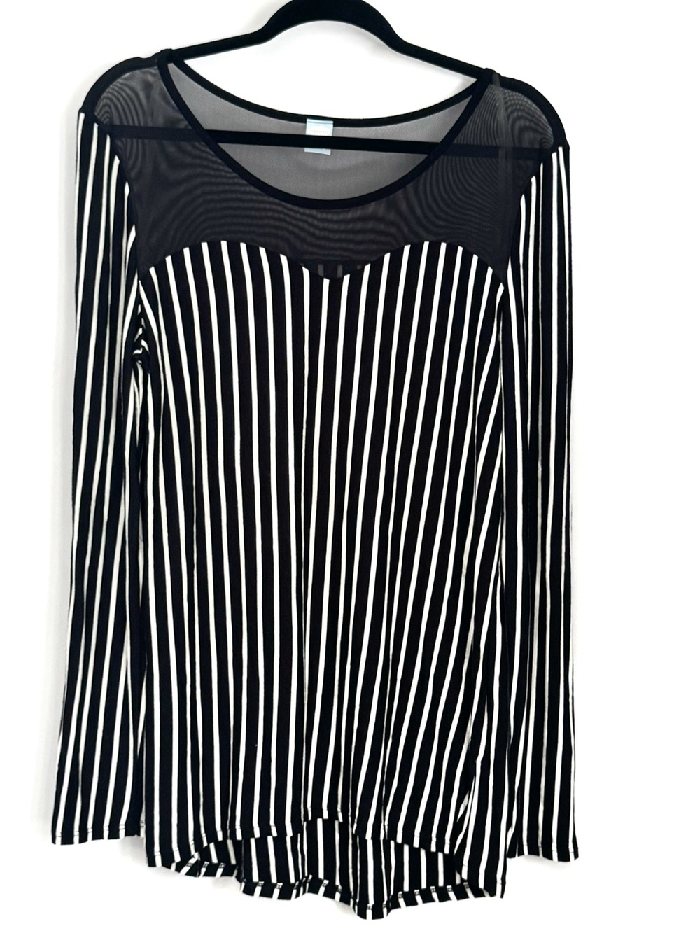 Black & White Striped Long Sleeve Blouse Womens Size 1X